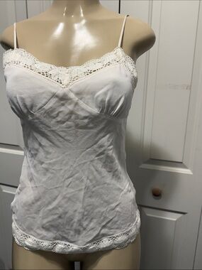 Trina Turk Cream Lace-Trim Tank worn once